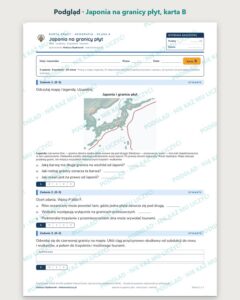 Japonia na granicy płyt — 5 kart pracy z geografii, klasa 8, z kluczem — podgląd, karta B
