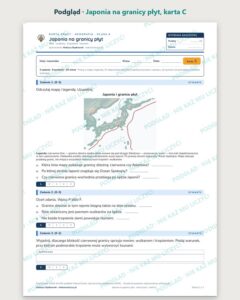 Japonia na granicy płyt — 5 kart pracy z geografii, klasa 8, z kluczem — podgląd, karta C