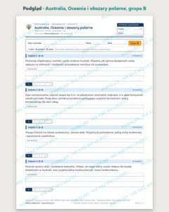 Australia, Oceania i obszary polarne — sprawdzian, klasa 8, grupy A–E — podgląd, grupa B