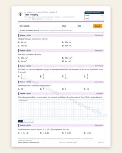 Test roczny — sprawdzian z matematyki, klasa 8, grupy A–E — okładka