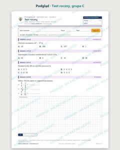 Test roczny — sprawdzian z matematyki, klasa 5, grupy A–E — podgląd, grupa C