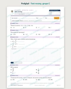 Test roczny — sprawdzian z matematyki, klasa 6, grupy A–E — podgląd, grupa C