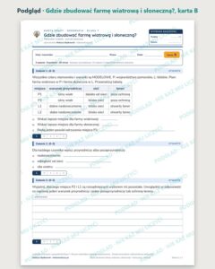 Gdzie zbudować farmę wiatrową i słoneczną? — 5 kart pracy, klasa 7 — podgląd, karta B