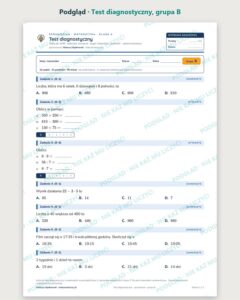 Test diagnostyczny — sprawdzian z matematyki, klasa 4, grupy A–E — podgląd, grupa B