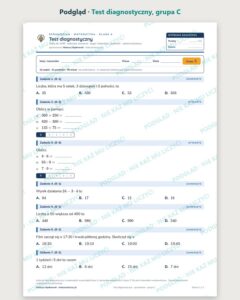 Test diagnostyczny — sprawdzian z matematyki, klasa 4, grupy A–E — podgląd, grupa C