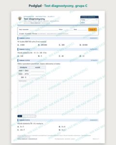 Test diagnostyczny — sprawdzian z matematyki, klasa 5, grupy A–E — podgląd, grupa C