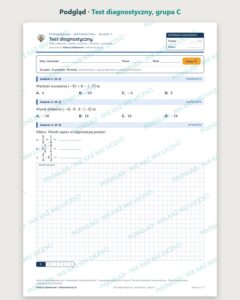 Test diagnostyczny — sprawdzian z matematyki, klasa 7, grupy A–E — podgląd, grupa C
