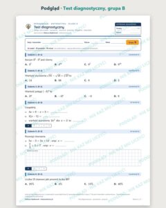 Test diagnostyczny — sprawdzian z matematyki, klasa 8, grupy A–E — podgląd, grupa B