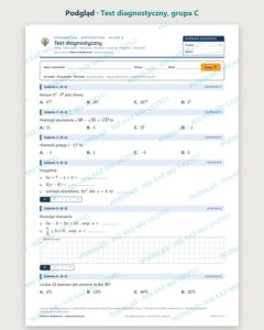 Test diagnostyczny — sprawdzian z matematyki, klasa 8, grupy A–E — podgląd, grupa C