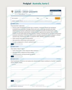 Australia — 5 kart pracy z geografii, klasa 8, z kluczem — podgląd, karta C