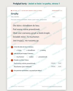 Czytanie ze zrozumieniem kl. 1: Jesień w lesie i w parku — podgląd karty, strona 1