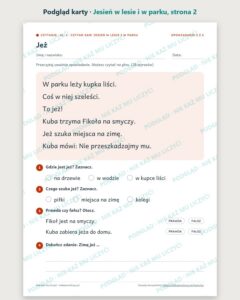 Czytanie ze zrozumieniem kl. 1: Jesień w lesie i w parku — podgląd karty, strona 2