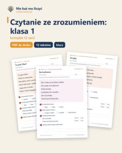 Czytanie ze zrozumieniem, klasa 1 — komplet 12 serii PDF z kluczem — okładka