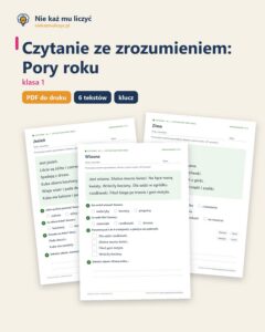 Czytanie ze zrozumieniem kl. 1: Pory roku, 6 tekstów PDF — okładka