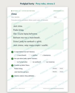 Czytanie ze zrozumieniem kl. 1: Pory roku, 6 tekstów PDF — podgląd karty, strona 2