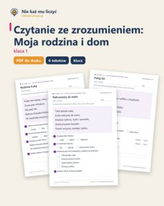 Czytanie ze zrozumieniem kl. 1: Moja rodzina i dom, 6 tekstów PDF — okładka