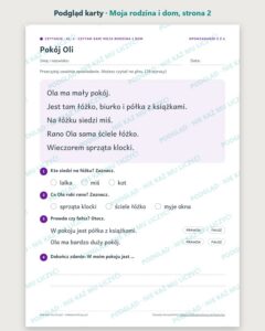 Czytanie ze zrozumieniem kl. 1: Moja rodzina i dom, 6 tekstów PDF — podgląd karty, strona 2