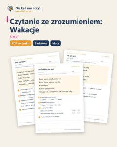 Czytanie ze zrozumieniem kl. 1: Wakacje, 6 tekstów PDF — okładka