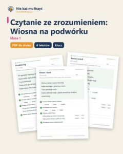 Czytanie ze zrozumieniem kl. 1: Wiosna na podwórku, 6 tekstów PDF — okładka