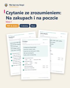 Czytanie ze zrozumieniem kl. 1: Na zakupach i na poczcie — okładka