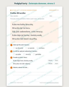 Czytanie ze zrozumieniem kl. 1: Zwierzęta domowe, 6 tekstów PDF — podgląd karty, strona 2