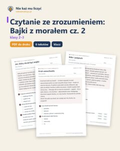 Czytanie ze zrozumieniem kl. 2–3: Bajki z morałem cz. 2, 6 tekstów PDF — okładka