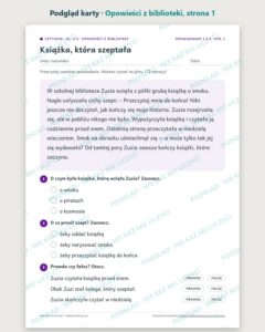 Czytanie ze zrozumieniem kl. 2–3: Opowieści z biblioteki — podgląd karty, strona 1