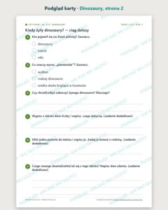 Czytanie ze zrozumieniem kl. 2–3: Dinozaury, 6 tekstów PDF — podgląd karty, strona 2