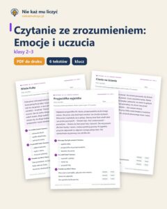 Czytanie ze zrozumieniem kl. 2–3: Emocje i uczucia, 6 tekstów PDF — okładka