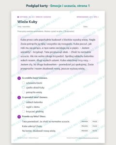 Czytanie ze zrozumieniem kl. 2–3: Emocje i uczucia, 6 tekstów PDF — podgląd karty, strona 1