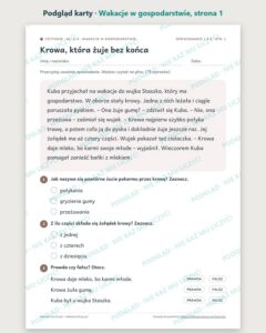 Czytanie ze zrozumieniem kl. 2–3: Wakacje w gospodarstwie — podgląd karty, strona 1