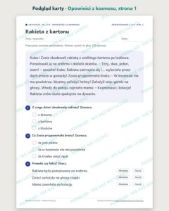 Czytanie ze zrozumieniem kl. 2–3: Opowieści z kosmosu, 6 tekstów PDF — podgląd karty, strona 1