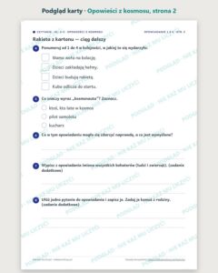 Czytanie ze zrozumieniem kl. 2–3: Opowieści z kosmosu, 6 tekstów PDF — podgląd karty, strona 2