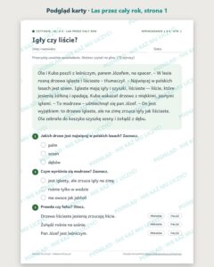 Czytanie ze zrozumieniem kl. 2–3: Las przez cały rok, 6 tekstów PDF — podgląd karty, strona 1