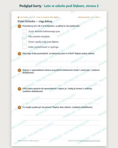 Czytanie ze zrozumieniem kl. 2–3: Lato w szkole pod Dębem — podgląd karty, strona 2