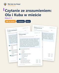 Czytanie ze zrozumieniem kl. 2–3: Ola i Kuba w mieście, 6 tekstów PDF — okładka