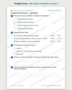 Czytanie ze zrozumieniem kl. 2–3: Ola i Kuba w mieście, 6 tekstów PDF — podgląd karty, strona 2