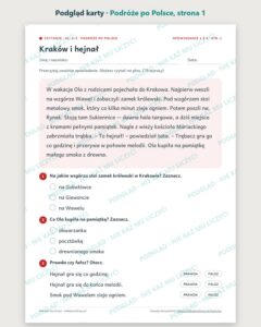 Czytanie ze zrozumieniem kl. 2–3: Podróże po Polsce, 6 tekstów PDF — podgląd karty, strona 1