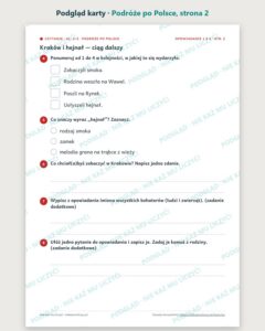 Czytanie ze zrozumieniem kl. 2–3: Podróże po Polsce, 6 tekstów PDF — podgląd karty, strona 2