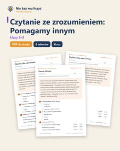 Czytanie ze zrozumieniem kl. 2–3: Pomagamy innym, 6 tekstów PDF — okładka