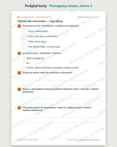 Czytanie ze zrozumieniem kl. 2–3: Pomagamy innym, 6 tekstów PDF — podgląd karty, strona 2