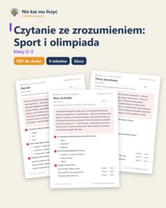 Czytanie ze zrozumieniem kl. 2–3: Sport i olimpiada, 6 tekstów PDF — okładka