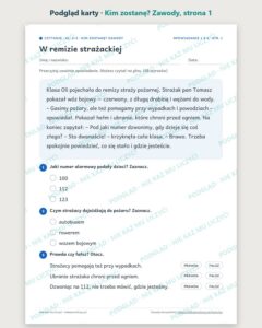 Czytanie ze zrozumieniem kl. 2–3: Kim zostanę? Zawody, 6 tekstów PDF — podgląd karty, strona 1