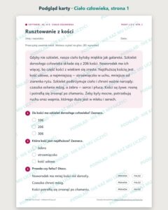 Czytanie ze zrozumieniem kl. 4–5: Ciało człowieka, 6 tekstów PDF — podgląd karty, strona 1