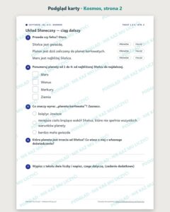 Czytanie ze zrozumieniem kl. 4–5: Kosmos, 6 tekstów PDF — podgląd karty, strona 2