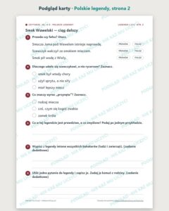 Czytanie ze zrozumieniem kl. 4–5: Polskie legendy, 6 tekstów PDF — podgląd karty, strona 2