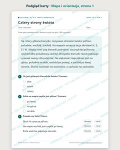 Czytanie ze zrozumieniem kl. 4–5: Mapa i orientacja, 6 tekstów PDF — podgląd karty, strona 1