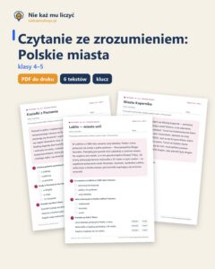 Czytanie ze zrozumieniem kl. 4–5: Polskie miasta, 6 tekstów PDF — okładka