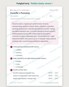 Czytanie ze zrozumieniem kl. 4–5: Polskie miasta, 6 tekstów PDF — podgląd karty, strona 1
