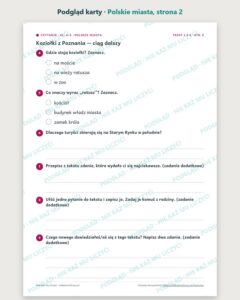 Czytanie ze zrozumieniem kl. 4–5: Polskie miasta, 6 tekstów PDF — podgląd karty, strona 2